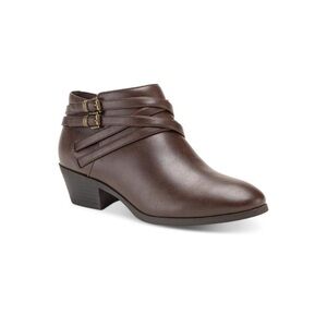 Style & Co. Womens WILLOW Faux Leather Ankle Boots Brown 10 Medium (B,M)